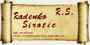 Radenko Sirotić vizit kartica